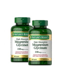 Nature’s Bounty Magnesium Glycinate 240mg – High Absorption, Muscle Relaxation, Bone, Heart & Nerve Health – 180 Capsules