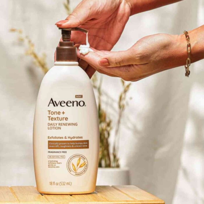 Aveeno Tone + Texture Renewing Lotion for Sensitive Skin -Health Hub Pharmacy (95 x 107 mm) (1) Aveeno Tone + Texture Renewing Lotion for Sensitive Skin -Health Hub Pharmacy (95 x 107 mm) (1)