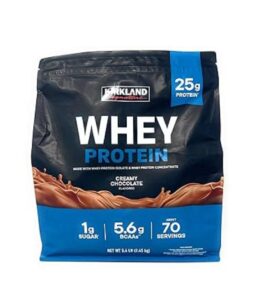 Kirkland Signature Whey Protein Powder – Creamy Chocolate, 25g Protein, 5.6g BCAAs, Low Sugar
