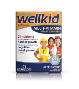 Vitabiotics WellKid Smart Chewable Multi-Vitamin for Kids (4–12 Years) – 21 Nutrients for Growth & Development | Mixed Fruit Flavour